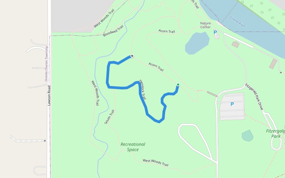 Hemlock Trail walking route map in Grand Ledge