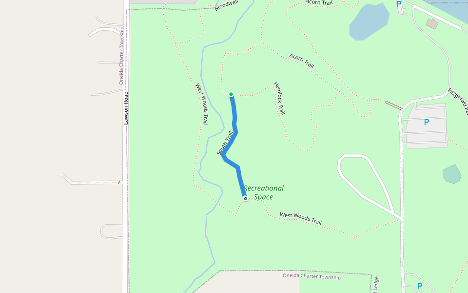 South Trail walking route map in Grand Ledge
