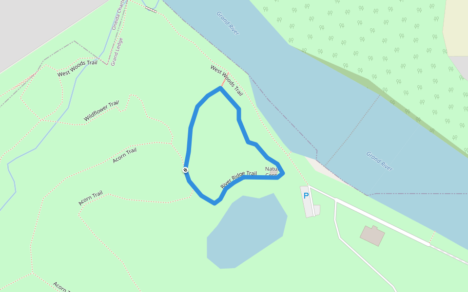 River Ridge Trail walking route map in Grand Ledge