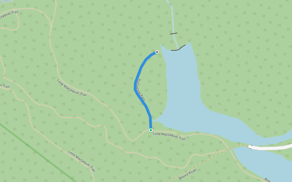 Porcupine Pass walking route map in Mactaquac
