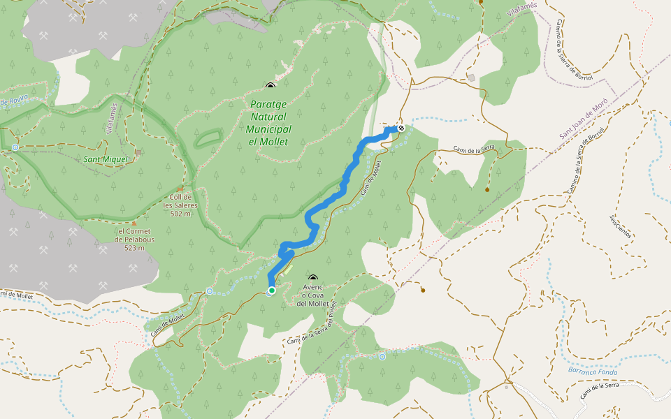 Camí de Mollet walking route map in San Juan de Moró