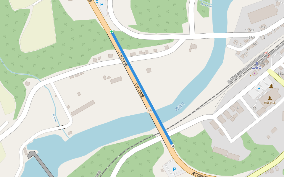 ニセコ大橋 walking route map in Niseko