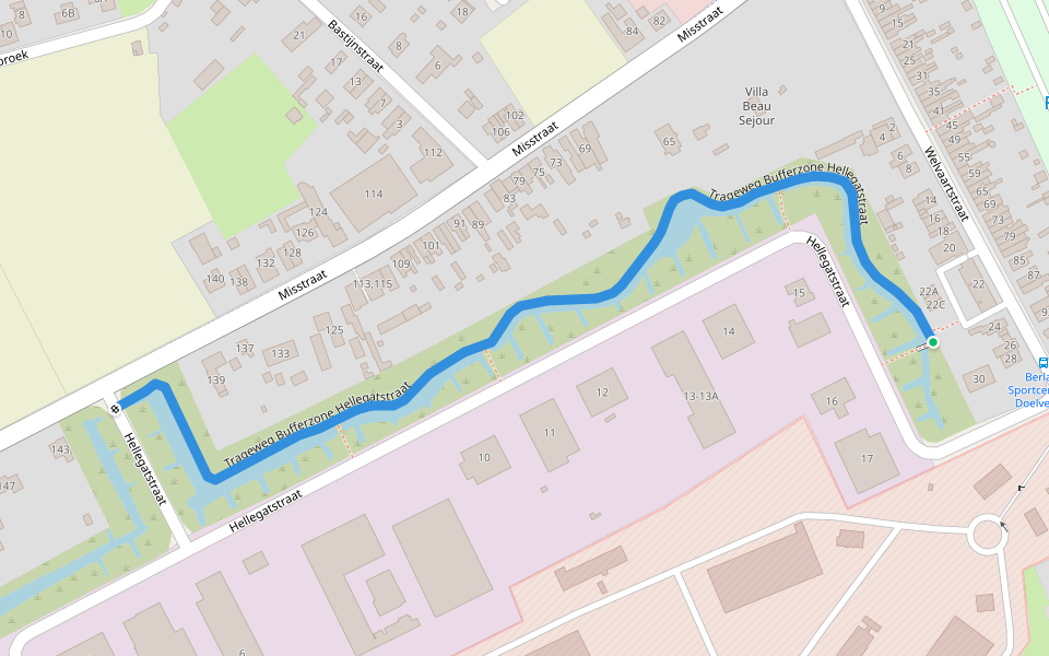 Trageweg Bufferzone Hellegatstraat walking route map in Berlaar