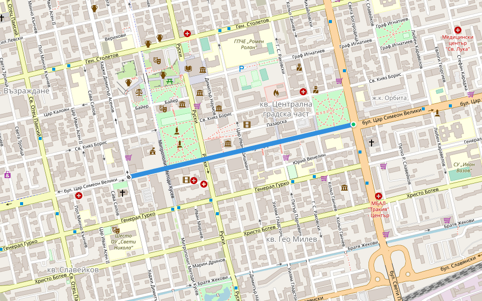 бул. Цар Симеон Велики walking route map in Stara Zagora