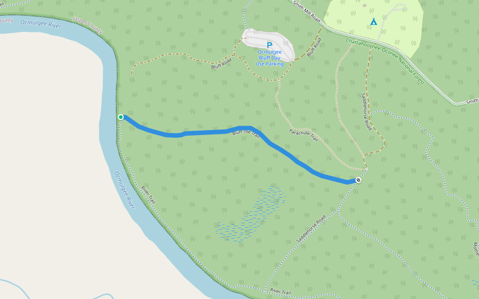 Bluff Toe Trail walking route map in Monticello