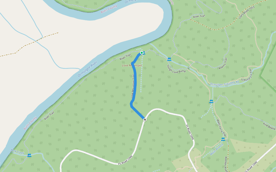 Love Mountain Trail walking route map in Monticello