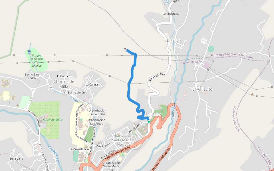 Sendero Las Letras walking route map in Mérida
