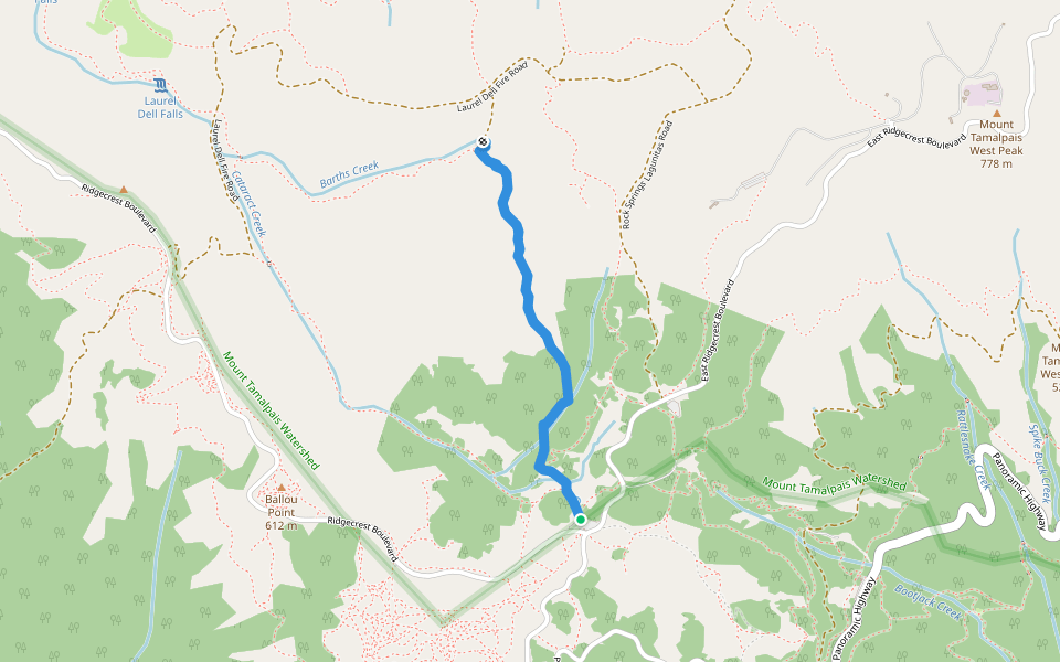 Simmons Trail walking route map in Stinson Beach