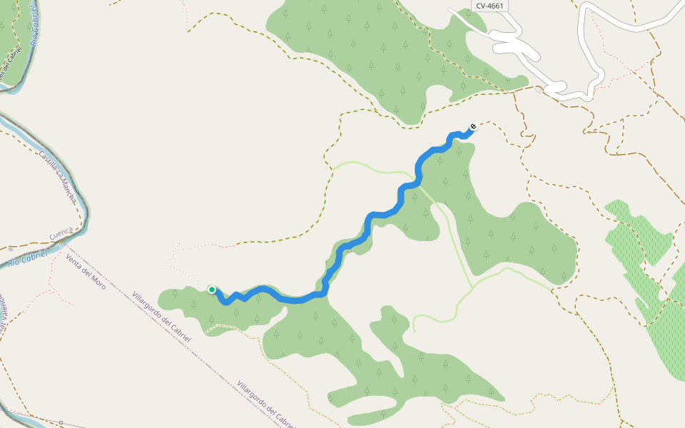 Acceso a Barranco Moluengo walking route map in Villargordo del Cabriel