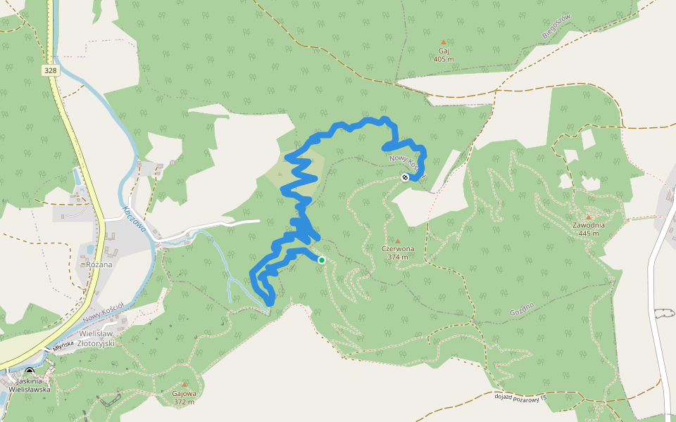 Gozdno 2 walking route map in Gozdno