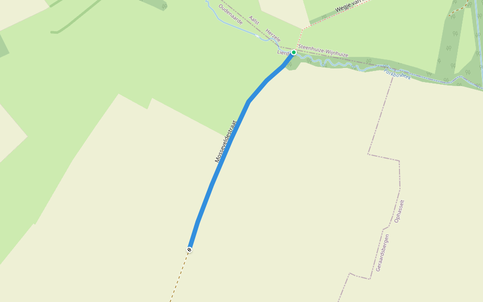 Mosseveldestraat walking route map in Geraardsbergen