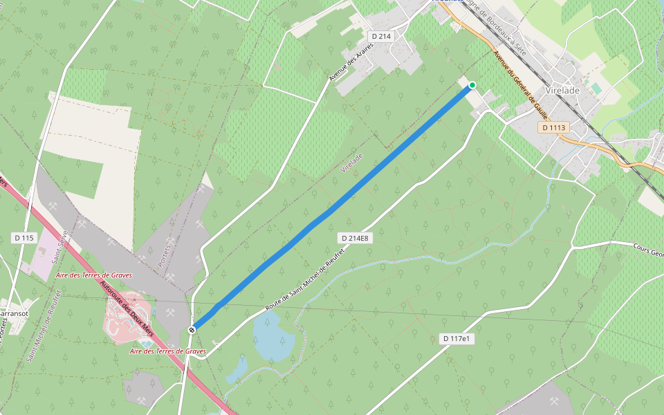 Chemin Rural nº 8 de Saint-Michel-de-Rieufret à la Route Nationale walking route map in Arbanats