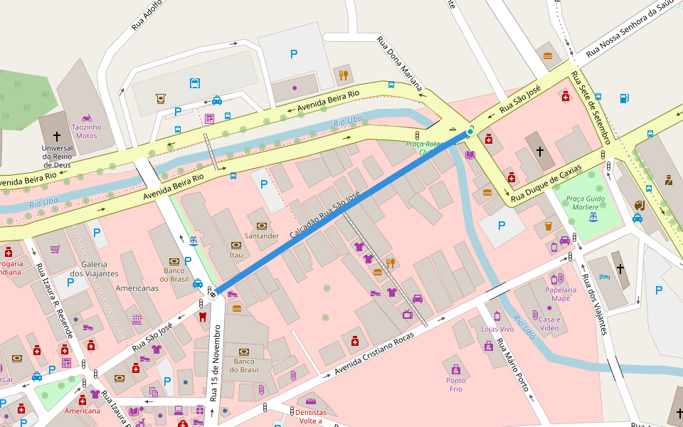 Calçadão Rua São José walking route map in Ubá