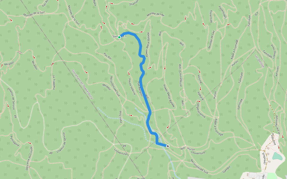 Pad Religion walking route map in Lac-Delage
