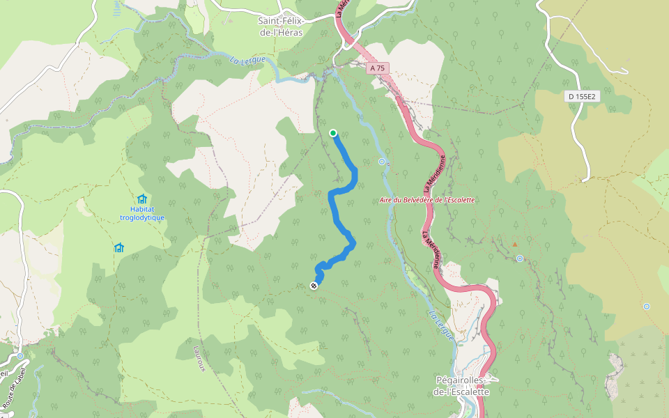 Vers mas de Pater et mas Jeanjean walking route map in Saint-Félix-de-l'Héras