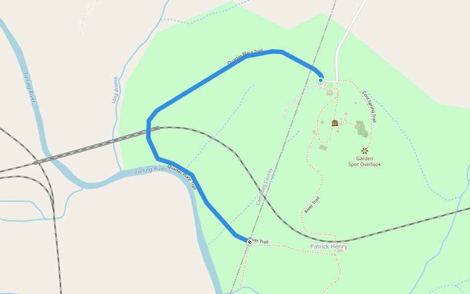 Quarter Place Trail walking route map in Brookneal