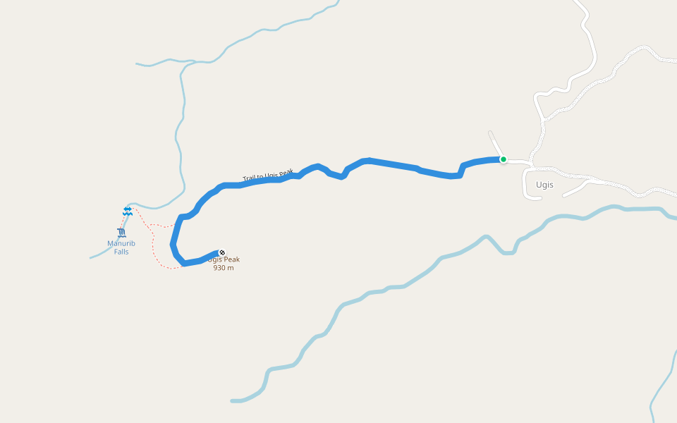 Trail to Ugis Peak walking route map in Esperanza