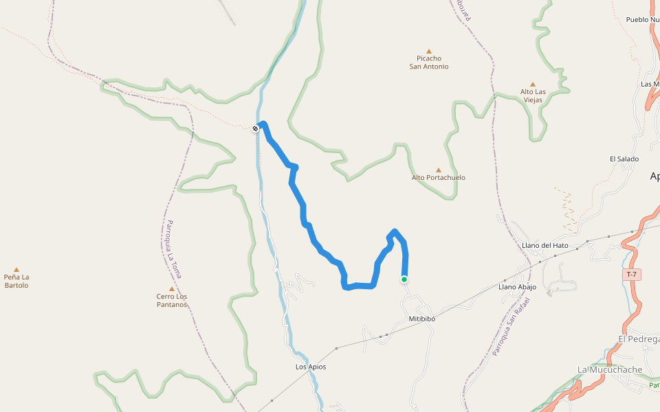 Via a Los Ápios walking route map in Tabay