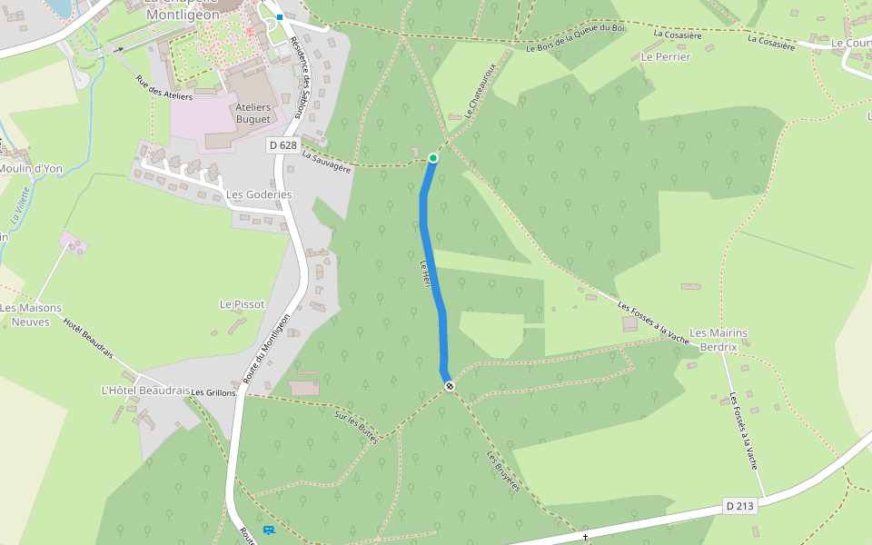 Le Héri walking route map in La Chapelle-Montligeon