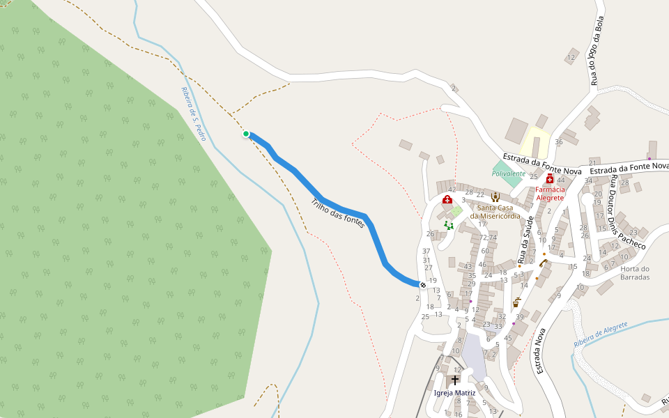 Trilho das fontes walking route map in Alegrete
