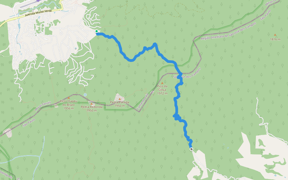 Trilha do Jorge walking route map in Monte Verde