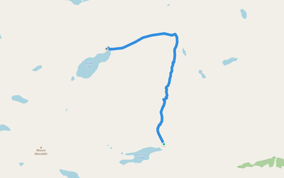 Divide Lake Trail walking route map in Dawson City