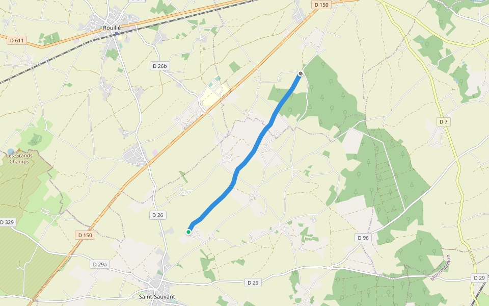 Chemion de Randonnée GR665 walking route map in Saint-Sauvant
