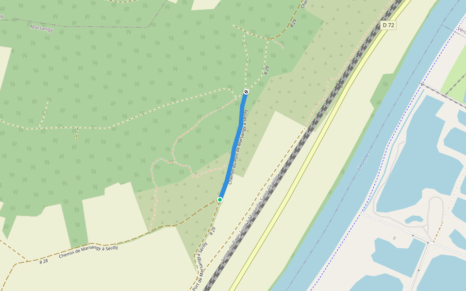Chemin du Port de Marsangy à Sérilly walking route map in Marsangy