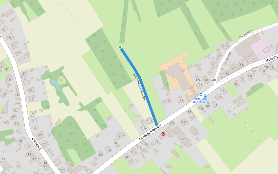 Vrommensweidelos walking route map in Lede