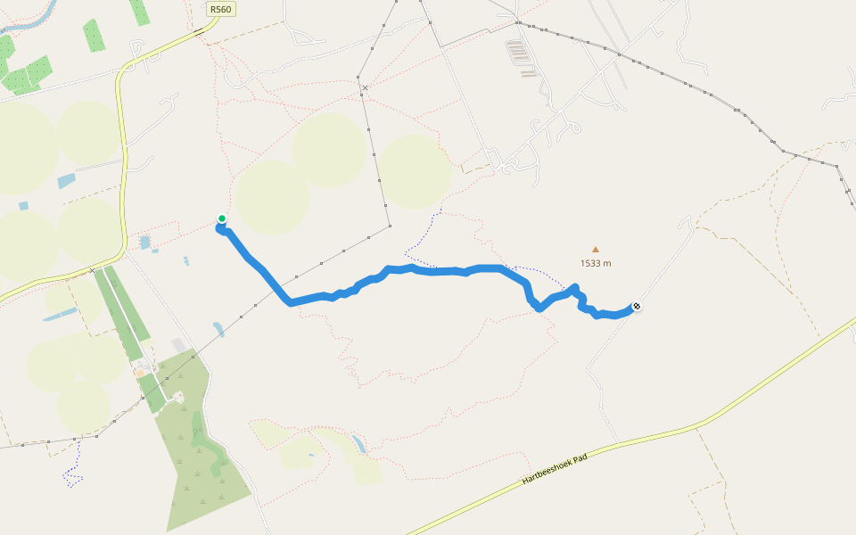 Saddle Singletrak walking route map in Hartbeespoort