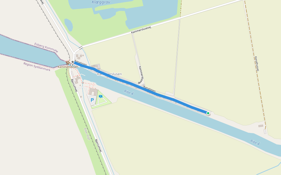 Kanalstien walking route map in Ribe