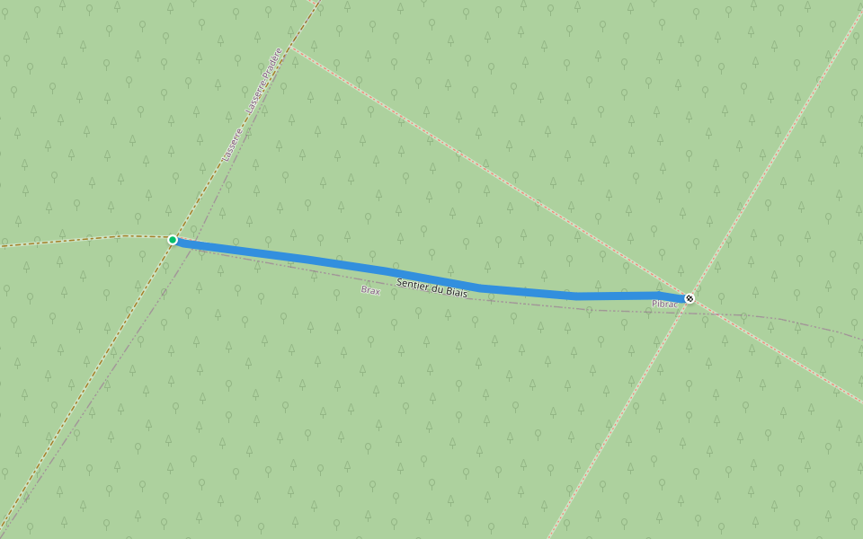 Sentier du Biais walking route map in Brax