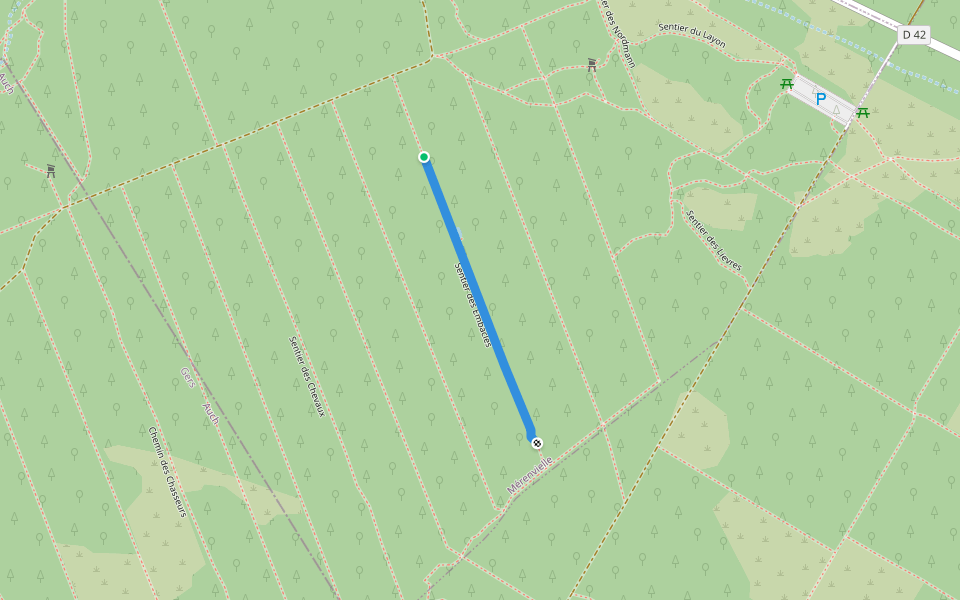 Sentier des Embacles walking route map in Mérenvielle