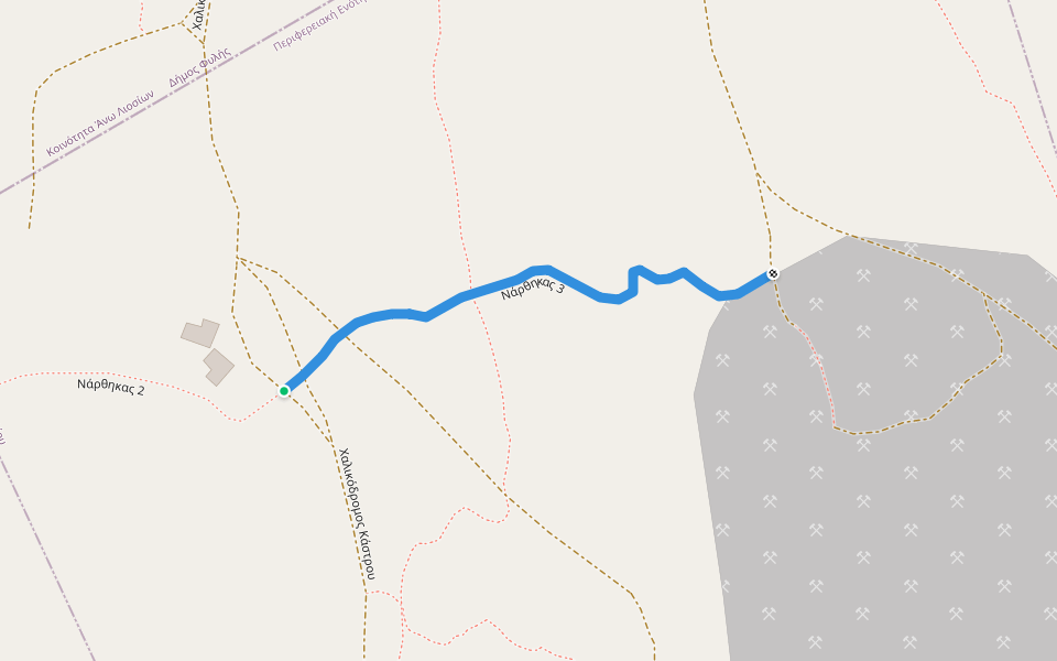 Νάρθηκας 3 walking route map in Ilion