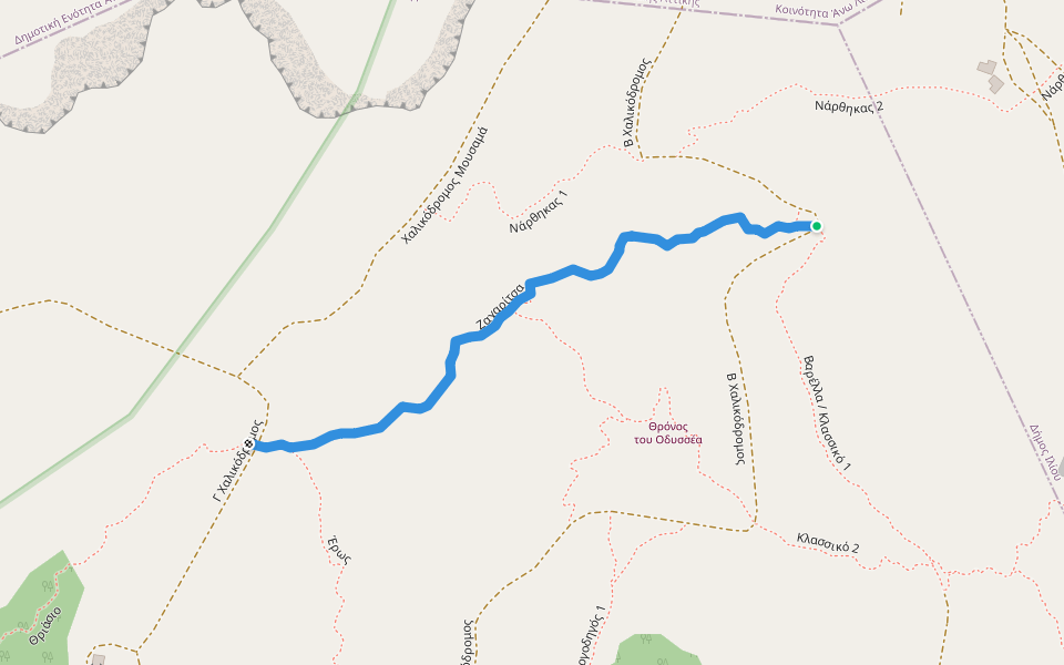 Ζαχαρίτσα walking route map in Ilion