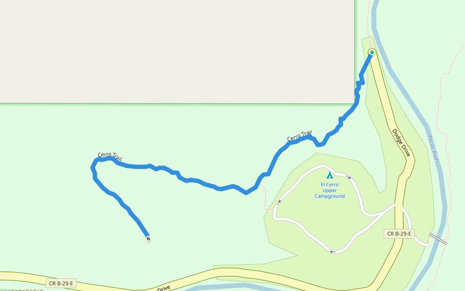 Cerro Trail walking route map in Villanueva