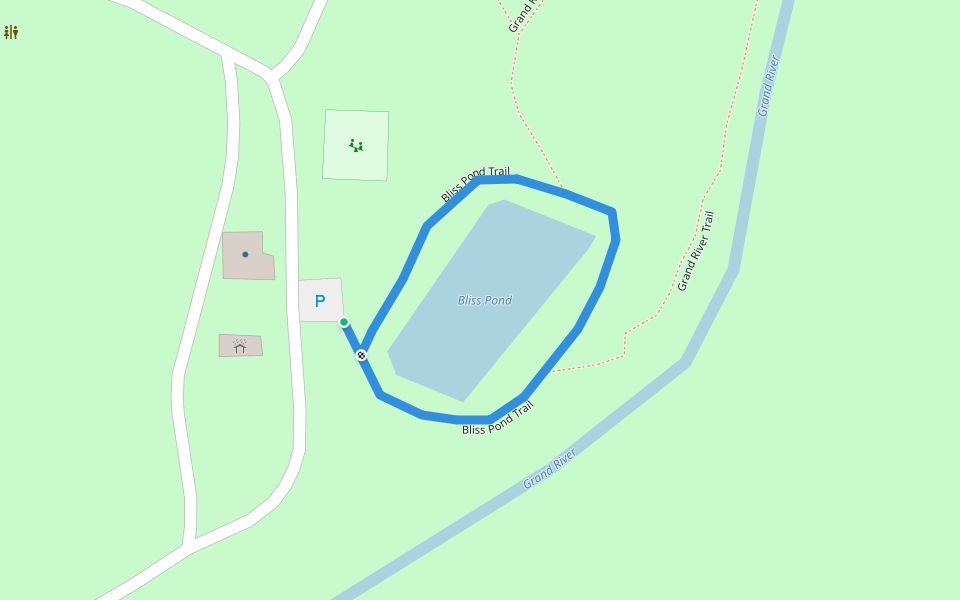 Bliss Pond Trail walking route map in Rock Creek
