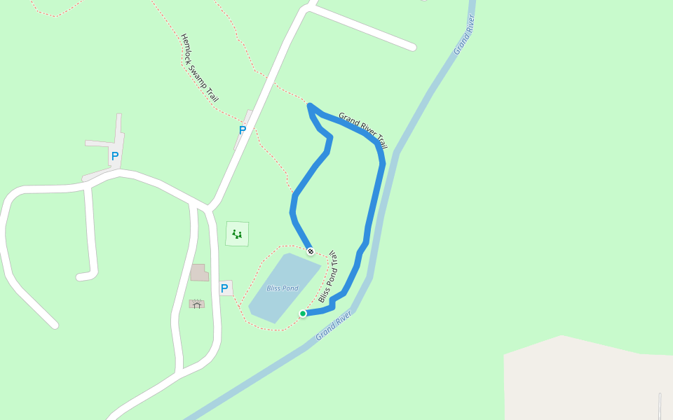 Grand River Trail walking route map in Rock Creek