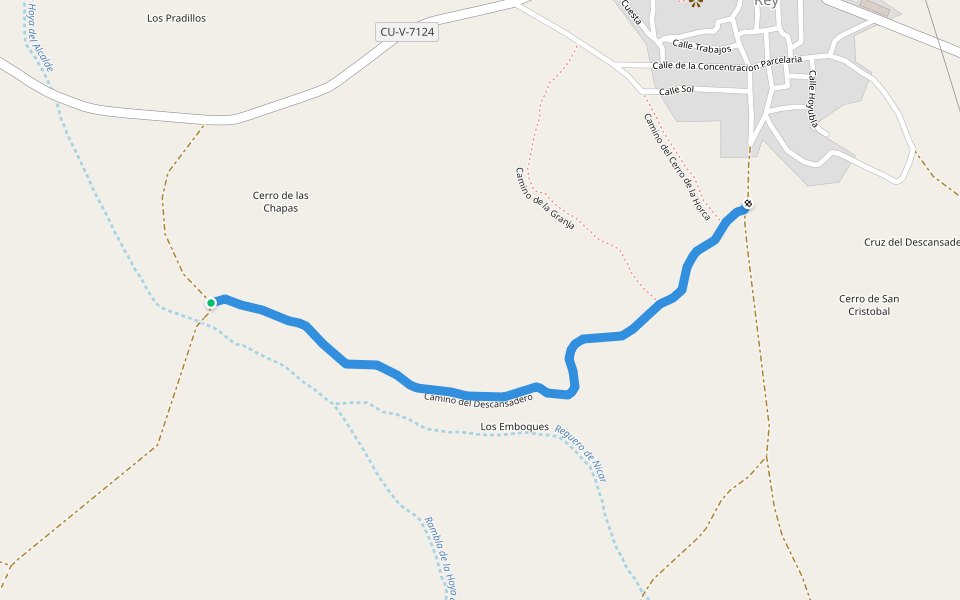 Camino del Descansadero walking route map in Olmeda del Rey