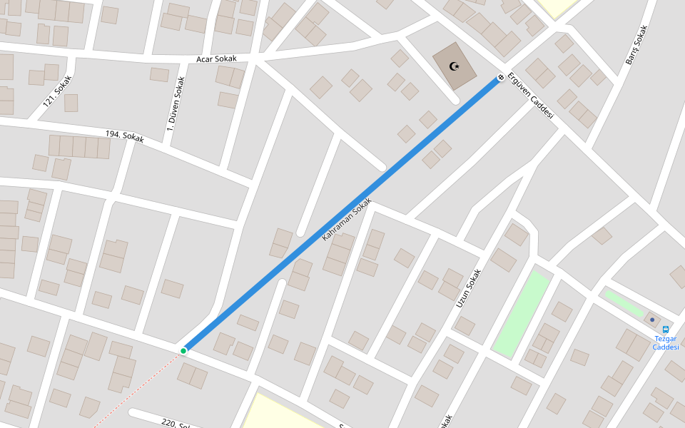 Kahraman Sokak walking route map in Balıkesir