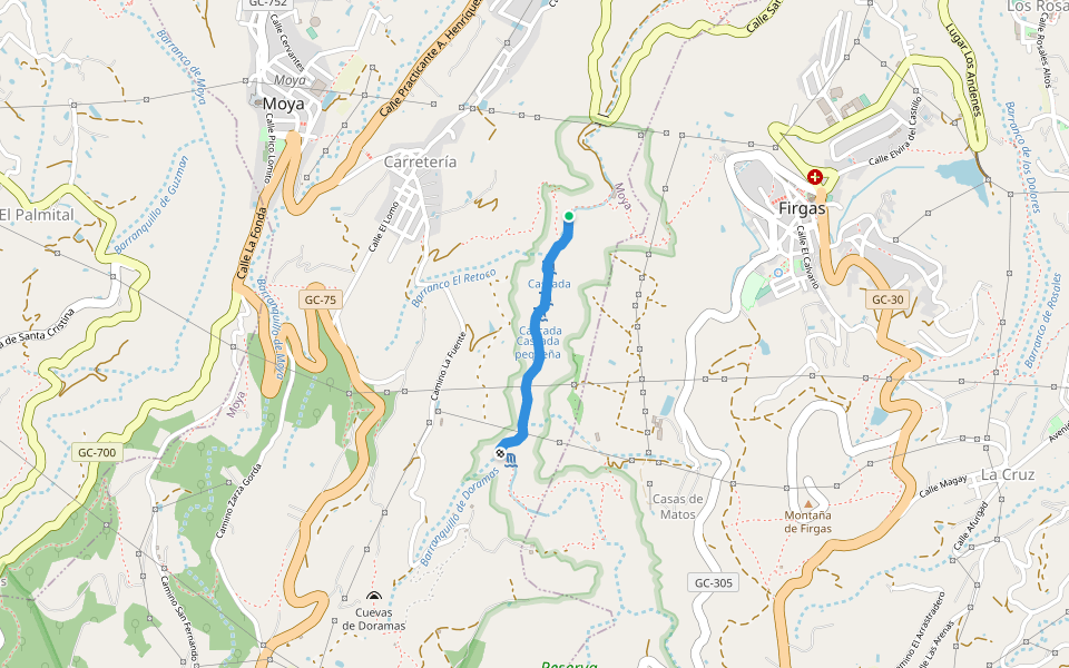 R1 Firgas walking route map in Carreteria