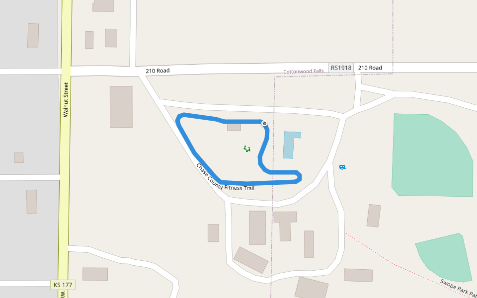 Chase County Fitness Trail walking route map in Cottonwood Falls