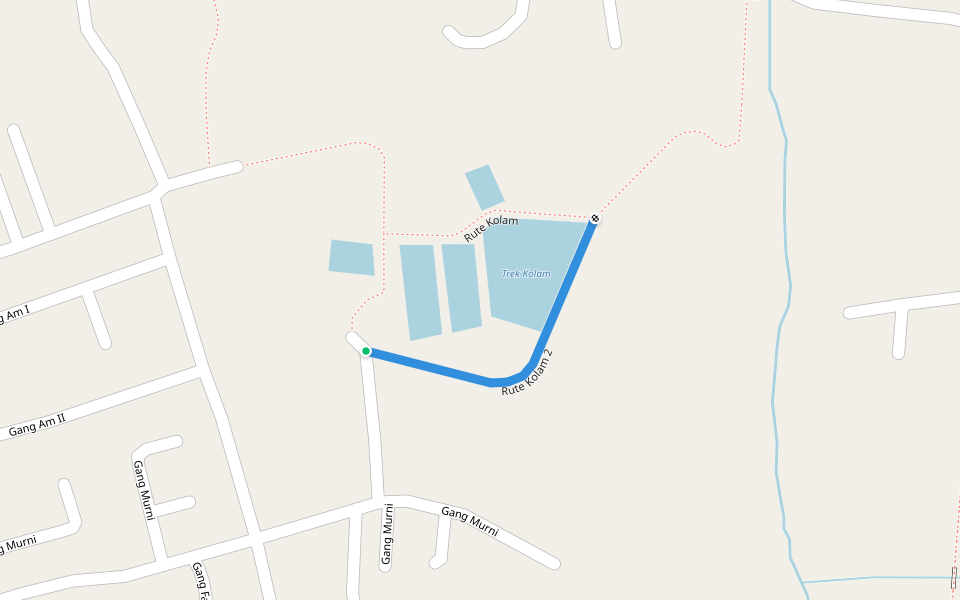 Rute Kolam 2 walking route map in Pekanbaru