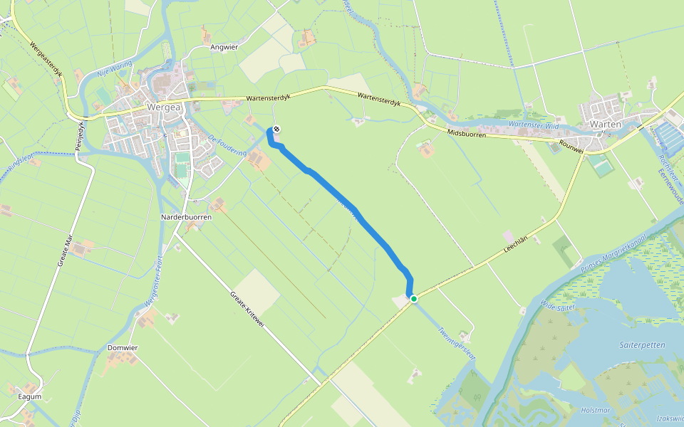 Meaneweipaed walking route map in Wergea