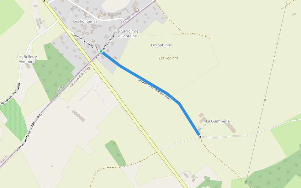 CR13 de La Chartre-sur-le-Loir walking route map in La Chartre-sur-le-Loir