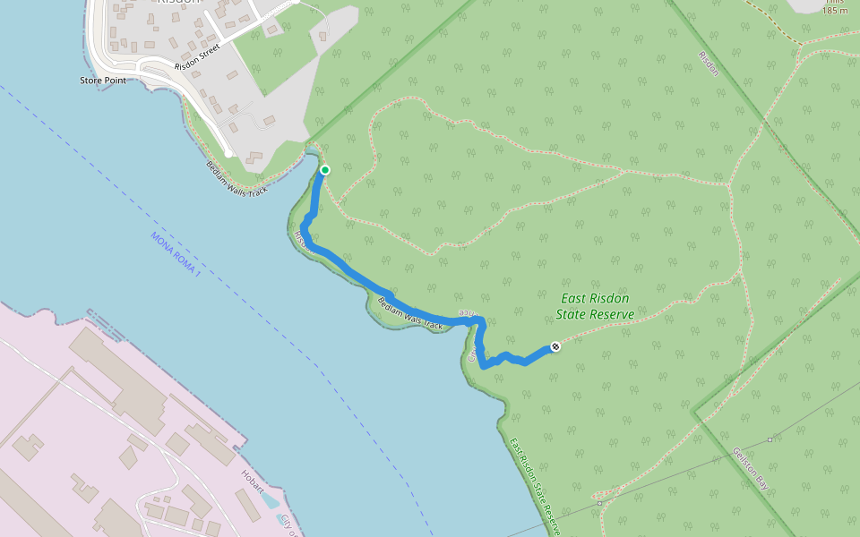 Bedlam Wals Track walking route map in Risdon