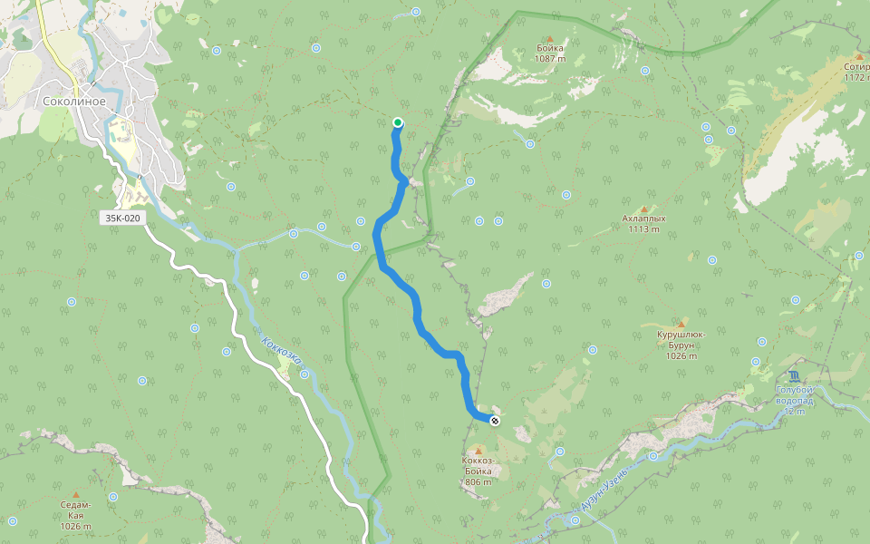 На пер. Копек-Богаз walking route map in Sokolinoye
