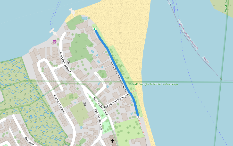 Avenida Samuel Henriques walking route map in Barra do Sirinhaém