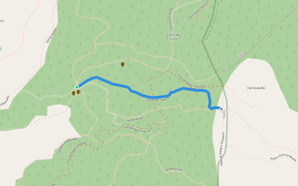 Senda del Fraile walking route map in Nalda