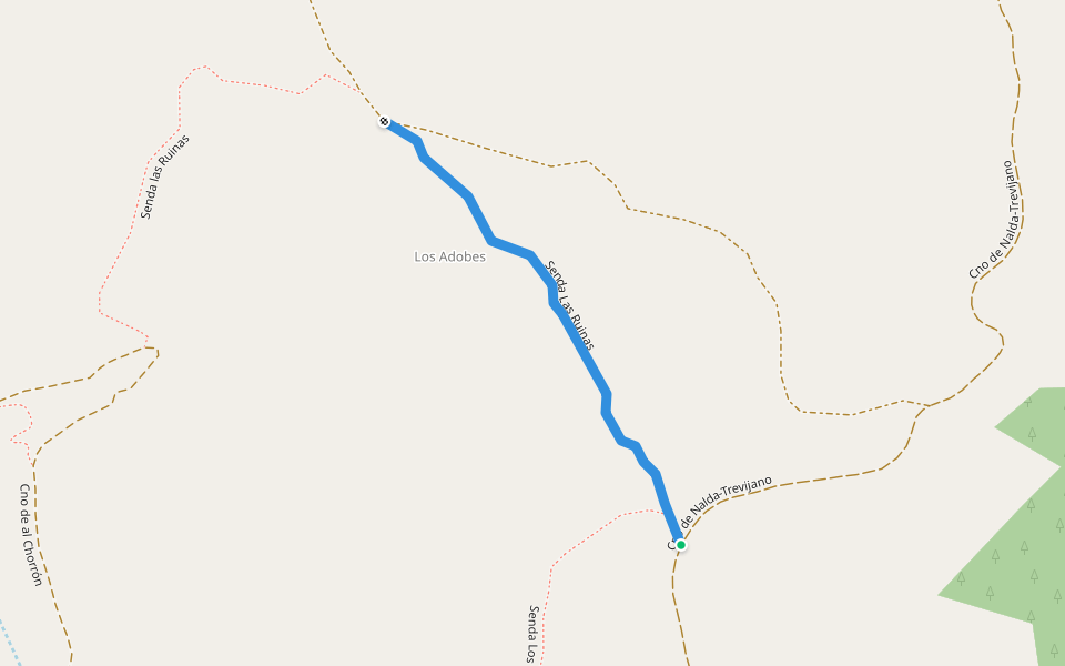 Senda Las Ruinas walking route map in Nalda